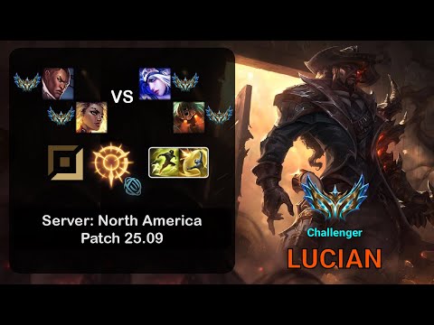 Lucian ADC + Rell vs Ashe + Nautilus - NA Challenger - Patch 25.09