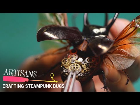 エンジニアが本物の虫を驚きのスチームパンク作品に変身させる (Engineer Turns Real Bugs Into Amazing Steampunk Works of Art)
