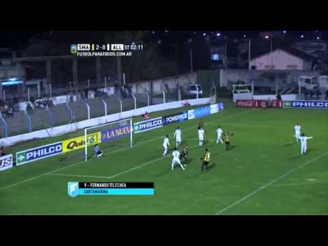 Gol de Telechea. Santamarina 2 - All Boys 0. Fecha 17. Primera B Nacional 2015. FPT.