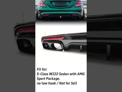 Gloss Black Rear Diffuser + Black Exhaust Tips For Mercedes W222 S500 S550 AMG 2014-2017 di136