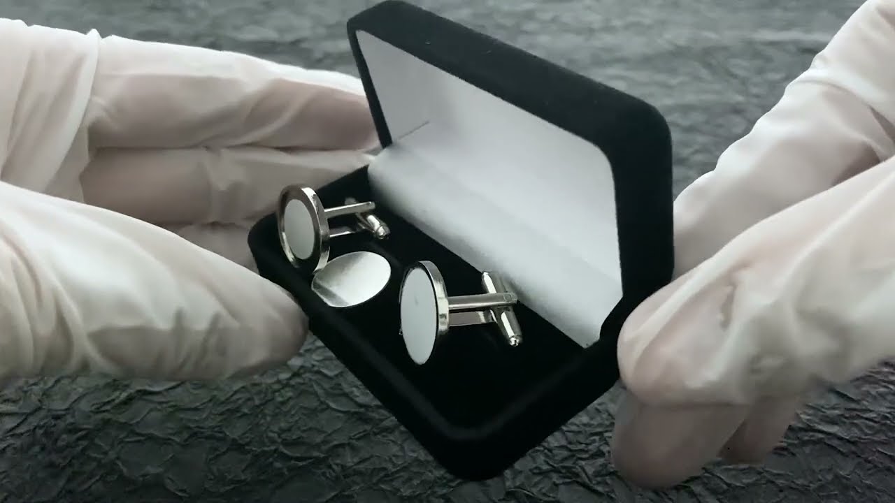 5082 - Silver Blank Circular Cufflink Magnet Design With Box