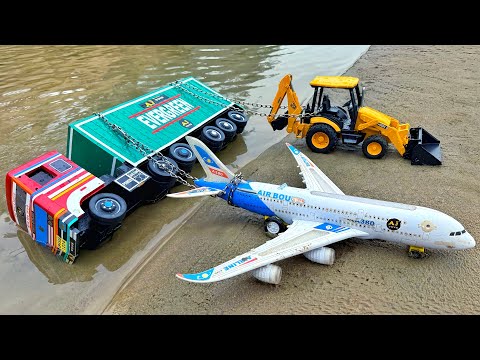 BharatBenz Tata Dumper Truck Accident Pulling Out Plane Jcb3dx | Tractor Cartoon | Jcb Cartoon Video