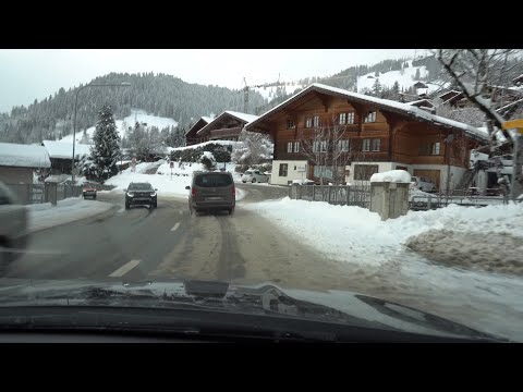 Driving through the beautiful snowy Swiss Alps from Münsingen to M. de Sel de Bex in 4K Part 1/2