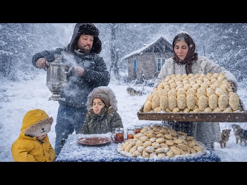 2 Hours of Winter Life in a Mountain Village | Family, Warm Food & Snow
