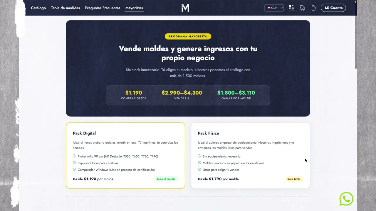 Pack mayorista: paquetes y créditos