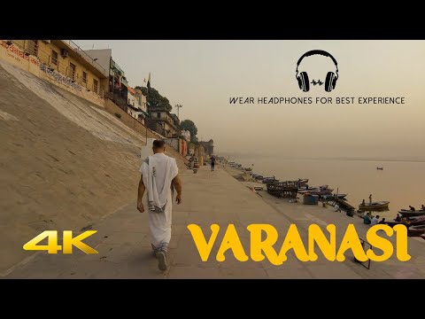 Walking with Sunrise in Varanasi (Binaural Ambience Sounds) 4K ASMR