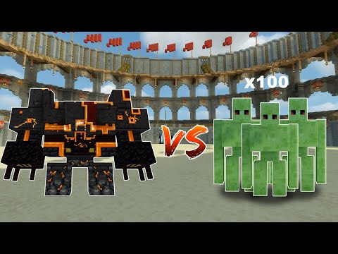 Netherite Monstrosity vs x100 Slime Golems in Minecraft