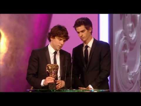 Jesse Eisenberg & Andrew Garfield accepting BAFTA Award for Director