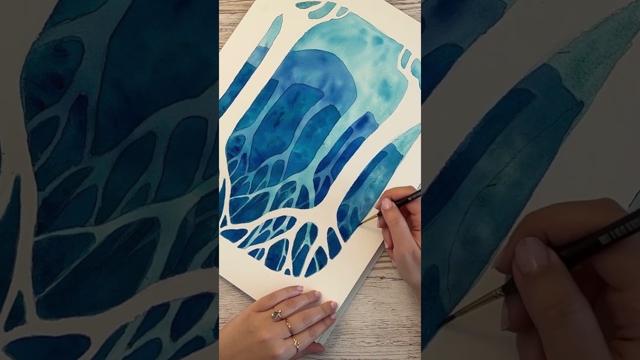 Negative painting in watercolors #paintingtutorial #watercolortechnique #negativepainting