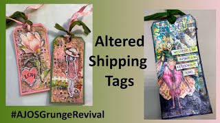 Altered Shipping Tags with Mixed Media #AJOSGrungeRevival