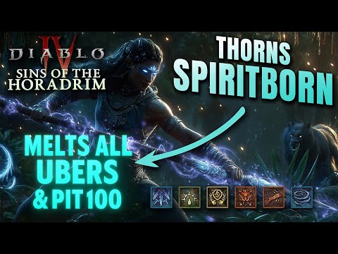 Thorns Spiritborn MELTS Ubers & Pit 100 in Season 9 Diablo 4
