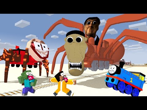 Monster School : OBUNGA CURSED TRAIN VS TRAIN SCHOOL & HELL THOMAS CHARLES - Minecraft Animation