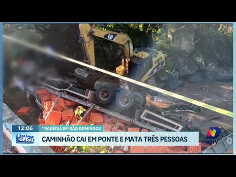 Tragédia familiar: Caminhão cai de ponte em São Domingos e mata pai, mãe e filha