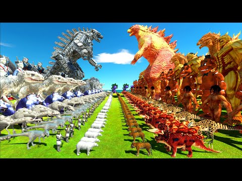 Orange Monster War -  Team Orange Godzilla 2014 x Burning Godzilla VS Team White MechaGodzilla