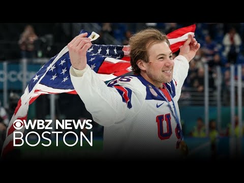 Team USA celebrates men's hockey gold medal