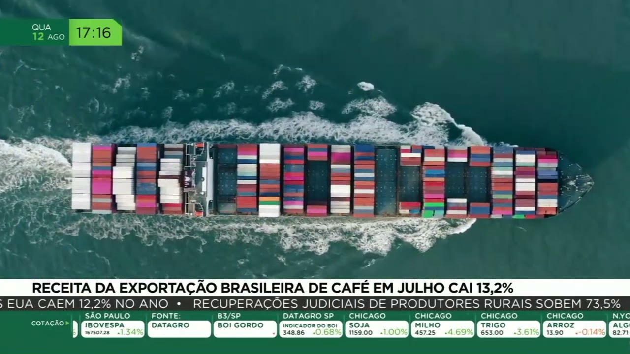 Receita da exportação brasileira de café em julho cai 13,2%