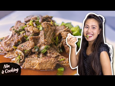 Spicy Thai Grilled Pork Salad Recipe: Moo Nam Tok - Nin is Cooking