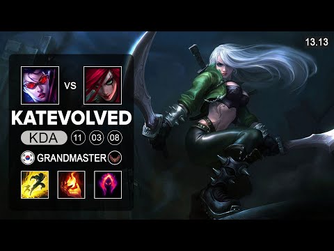 KatEvolved Katarina vs Vayne Mid - KR Grandmaster - Patch 13.13 Season 13