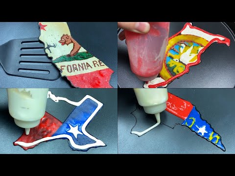 USA States Flag Map Pancake Art - California, Texas, Florida, North Carolina