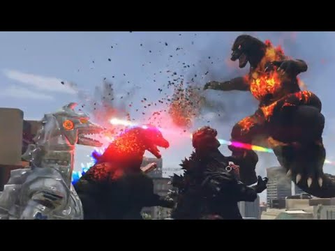 Godzilla 1975 & Mecha Godzilla VS Burning Godzilla & Shin Godzilla | 2V2 | GTA 5