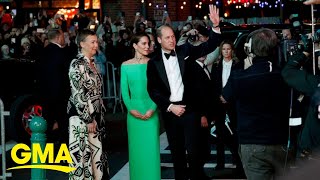 Prince William and Princess Kate walk the Earthshot award green carpet video
