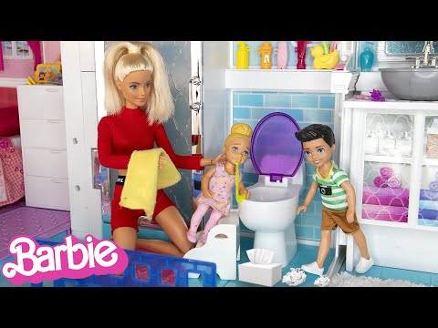 TODDLER GETTING WELL ROUTINE | Toddler Gets Really Sick! - A Barbie Family Sick Day Story