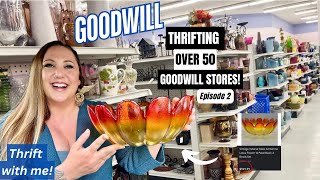 THE TOUR CONTINUES!! THRIFTING OVER 50+ GOODWILL THRIFT STORES! Thrift With Me! Episode 2