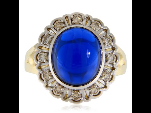 Inel Aur 14k Safir Laborator Anturaj Diamante Naturale - Lux si Rafinament