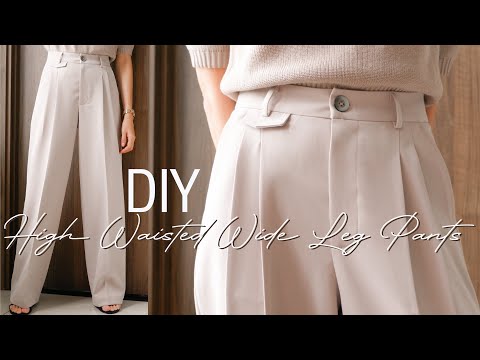 🌹DIY Wide Leg Pants | How To Make High Waisted Wide...