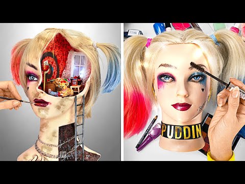 Get Crazy with Harley Quinn - Unique Makeup & Diorama Inside the Head! 🤪🎨💋