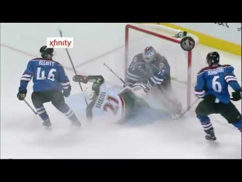 J.S. Giguere robs Clutterbuck with a great glove save (02/02/2012)