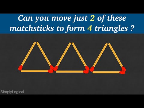 Can you move just 2 of these matchsticks to form 4 triangles ? || Matchstick Puzzles