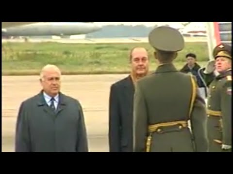 [RAW Footage] France visit Russia 1997 Russian Anthem (At Airport)