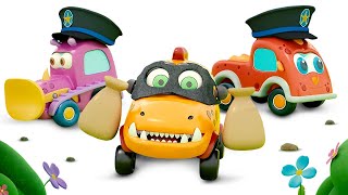 Os carrinhos Mocas brincam de policiais! Vamos construir a delegacia! Desenho animado infantil