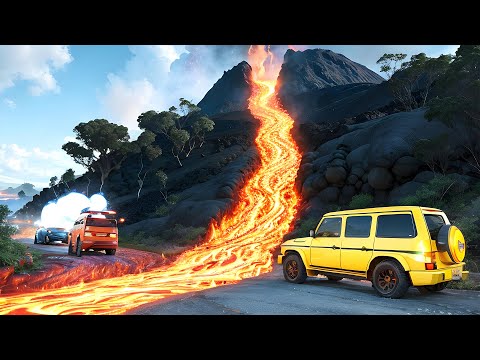 Cars vs Lava River from Volcano - BeamNG Drive - 🔥 ULTIMATE Edition Compilation