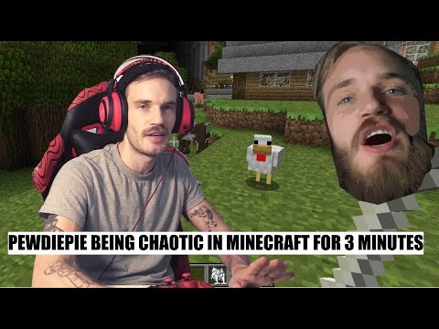 Pewdiepie being absolutely chaotic in Minecraft for 3 minutes and 22 seconds