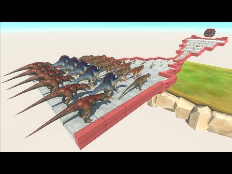 CARNIVORE DINOSAURS vs ANCIENT HUMANS fight on the road of death - Animal Revolt Battle Simulator