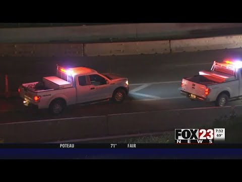 VIDEO: One hospitalized after Tulsa construction zone crash