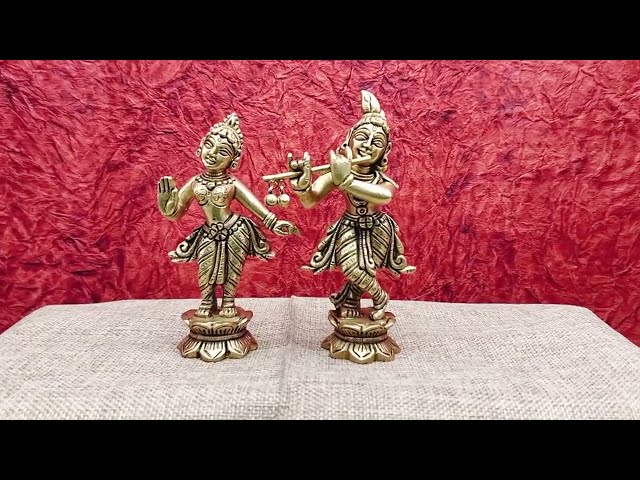 Divine Love Vrindavan Mathura Radhe Krishna Idol Murti in Brass video