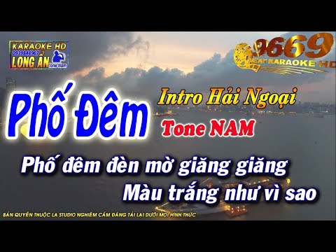 Karaoke Phố Đêm | Tone Nam beat chuẩn | Nhạc sống LA STUDIO | Karaoke 9669