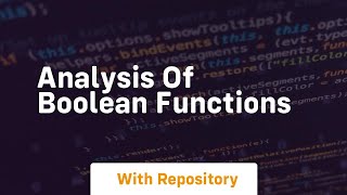 analysis of boolean functions