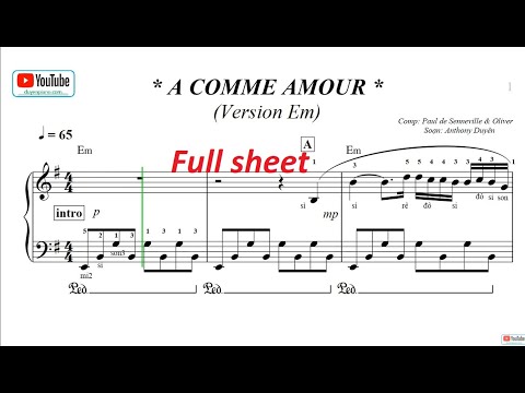 (Version easy Em & Am) A comme amour (P1) Richard Clayderman + sheet pdf