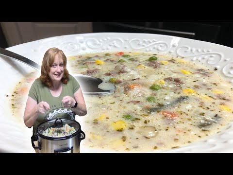 CROCKPOT CREAMY POTATO AND GROUND BEEF SOUP RECIPE |...