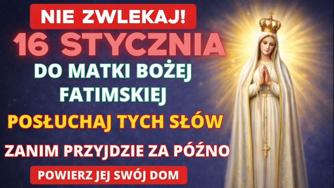 16 STYCZNIA | MODLITWA DO MATKI BOŻEJ FATIMSKIEJ – NIE ZWLEKAJ, POMÓDL SIĘ