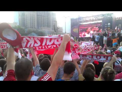 Polska - Grecja Euro 2012. Hymn w strefie kibica Warszawa.