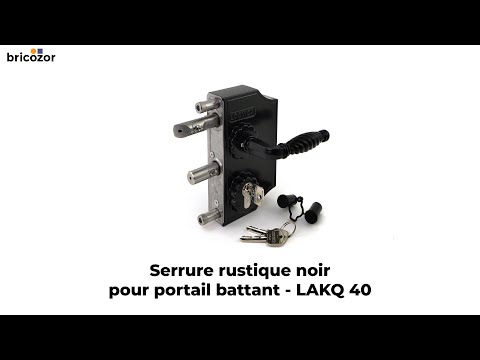Serrure rustique noir pour portail battant - LAKQ 40 LOCINOX