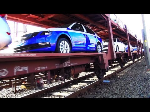 Train with cars in Curtici Train Station-Romania-2019