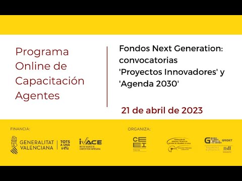 PCA Fondos Next Generation: convocatorias 'Proyectos Innovadores' y 'Agenda 2030'[;;;][;;;]