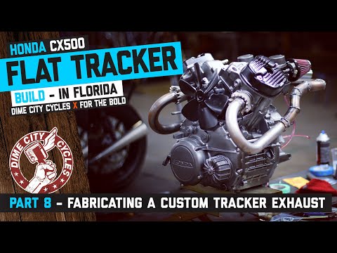 CX500 Flat Tracker Build Part 8 - Custom Tracker Exhaust Fabrication (Dime City Bike Giveaway)