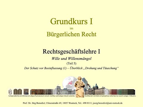 05a. BGB AT - Schutz vor Beeinflussung (1) - Überblick: Drohung und Täuschung (§ 123 BGB)